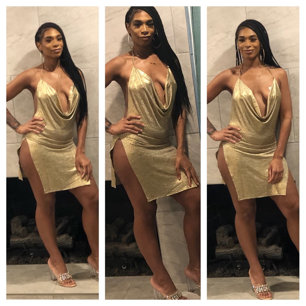 Gold Crowl Neck Dress